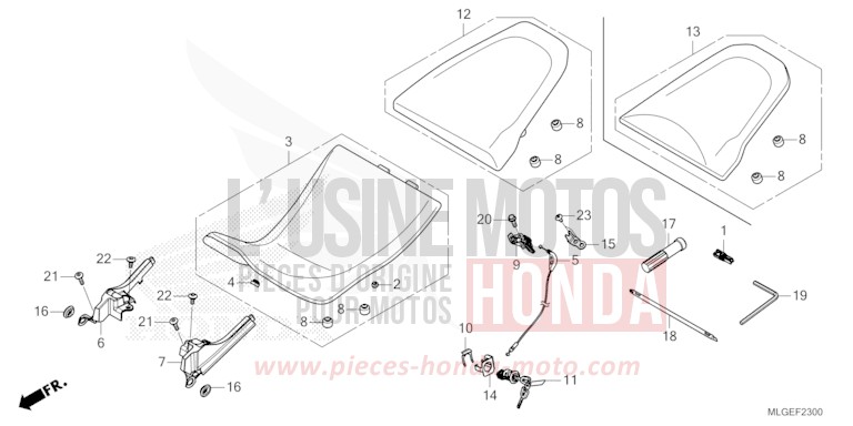 SIEGE de Africa Twin DCT GRAND PRIX RED (R380B) 2023